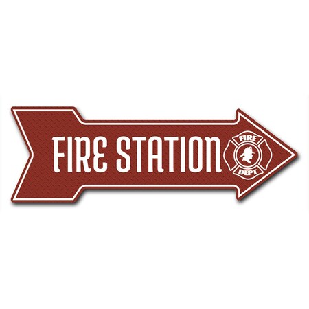 Signmission Fire Station Arrow Decal Funny Home Decor 18in Wide D-A-999871